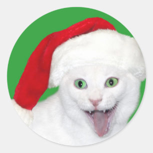 Adesivo Gato feliz do papai noel