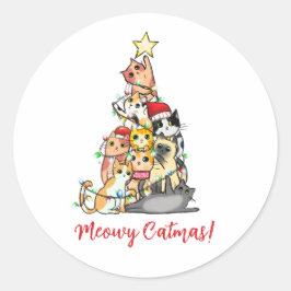 Adesivo Gato Feliz Natalino Gatos Árvore de Natal
