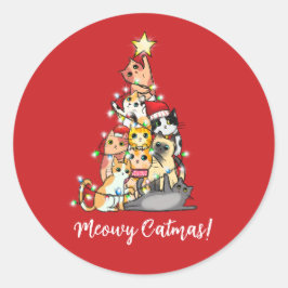 Adesivo Gato Feliz Natalino Gatos Árvore de Natal