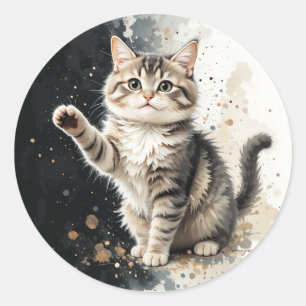Adesivo Gato Feliz Tabby Gatinho Animal de Estimação