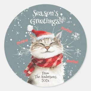 Adesivo Gato Feliz Vestido de Natal