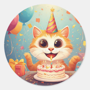 Adesivo Gato Festa Adorável Design Gatinho Fofinho de Aniv