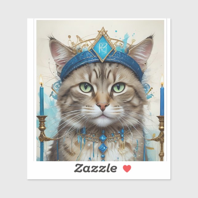 Adesivo Gato festivo no hanukkah brincalhão Disguise (Folha)