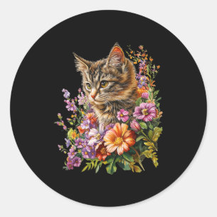 Adesivo Gato flor floral fofo gráfico de gatinho