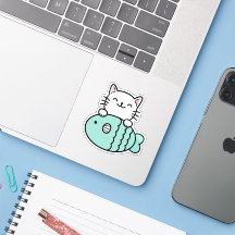 Gato Fofo com Peixe Azul