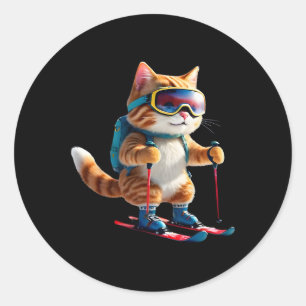 Adesivo Gato Fofo de Esqui Presente Divertido de Esportes