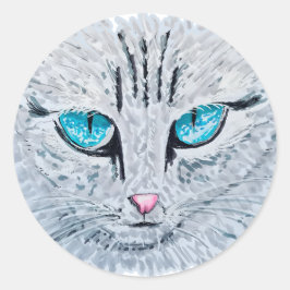 Adesivo Gato Fofo de Olhos Azuis