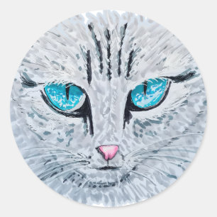 Adesivo Gato Fofo de Olhos Azuis