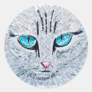 Adesivo Gato Fofo de Olhos Azuis