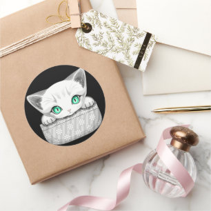 Adesivo Gato Fofo e Brincalhão espiando de um Bolso
