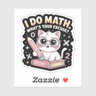 Adesivo Gato Fofo e Nerd com Óculos – Professor de Matemát