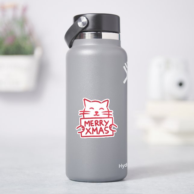 Adesivo Gato Fofo Feliz Natal (HidroFlask)