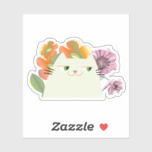 Gato Fofo Floral Kawaii