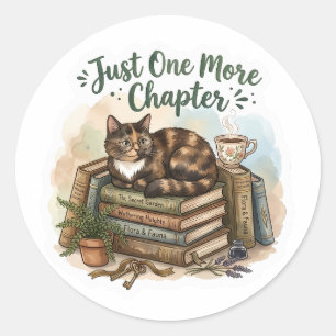 Adesivo Gato Fofo Lendo Livros Só Mais Um Capítulo Classe