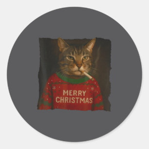 Adesivo Gato Fumando Cigarro Natal Chapéu de Papai Noel Ga