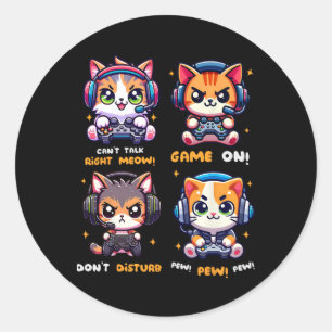 Adesivo Gato Gamer Divertido Jogos de Vídeo Game Pew Menin