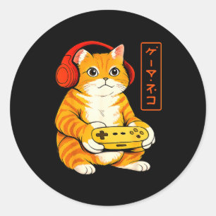 Adesivo Gato Gamer Japonês Presentes Engraçados de Jogos V