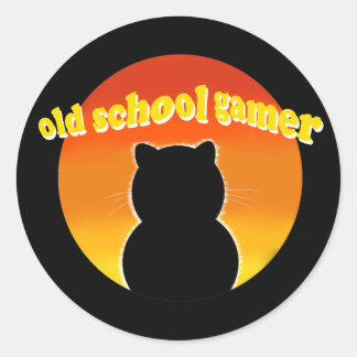 Adesivo Gato Gamer Retro Old School - Estilo Vintage dos A