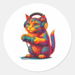 Adesivo Gato Gamer Video Games Meninos Adolescentes Homens