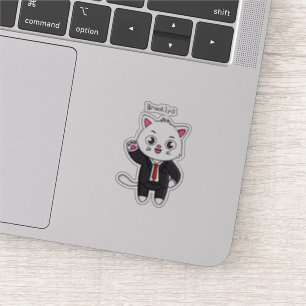 Adesivo Gato gatinho fofo de terno desenho animado