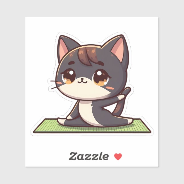Adesivo Gato Gato de Ioga Chibi (Folha)
