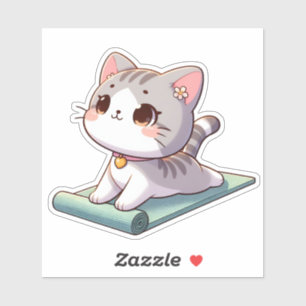 Adesivo Gato Gato de Ioga Chibi
