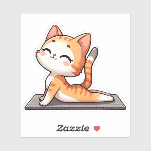 Adesivo Gato Gato de Ioga Chibi (Folha)
