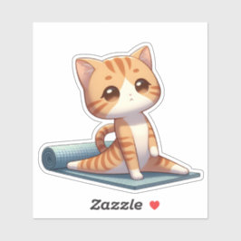 Adesivo Gato Gato de Ioga Chibi