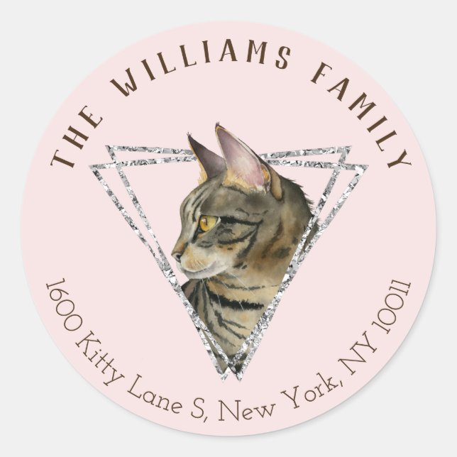 Adesivo Gato Gato Gato com Prata Geométrica | Devolução de (Frente)