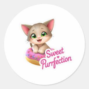 Adesivo "Gato Gato Gato Giro Flutuante em uma Rosquinha - 