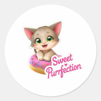 Adesivo "Gato Gato Gato Giro Flutuante em uma Rosquinha -