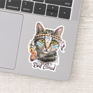 Adesivo Gato giro de nuvem vermelha