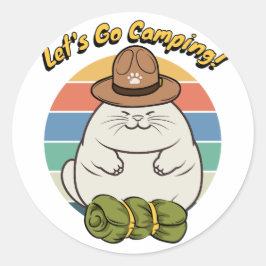Adesivo Gato gordo engraçado quer ir acampar