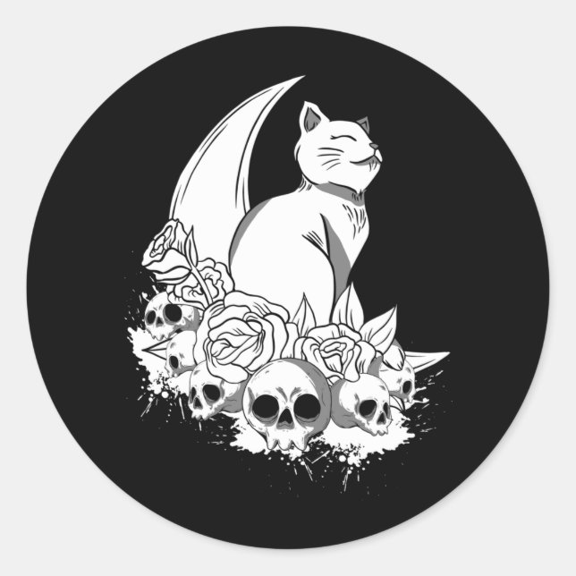 Adesivo Gato Gótico do Gótico de Pastel Testemunha (Frente)