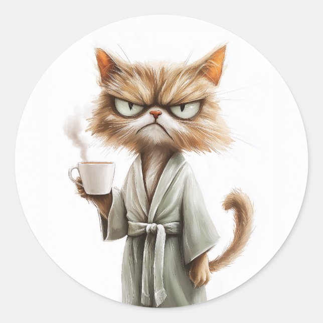Adesivo Gato Grumpy Precisa De Café (Frente)