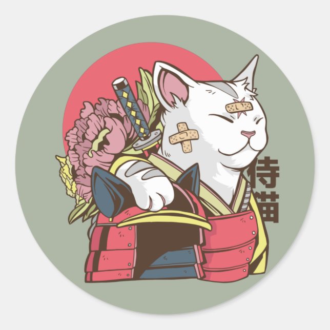 Adesivo Gato Guerreiro Samurai (Frente)