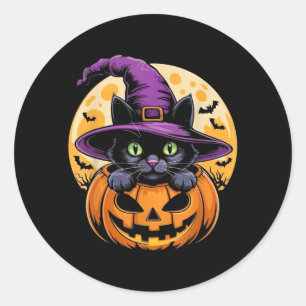 Adesivo Gato Halloween Abóbora Gato Preto Assustador Assus
