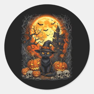 Adesivo Gato Halloween Abóbora Preto