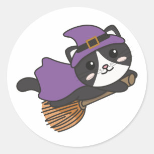 Adesivo Gato Halloween Bruxas Crianças de Bruxas Figuras C