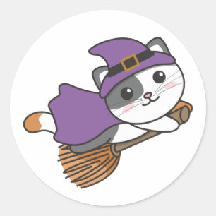 Adesivo Gato Halloween Bruxas Crianças de Bruxas Figuras C
