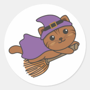 Adesivo Gato Halloween Bruxas Crianças de Bruxas Figuras C