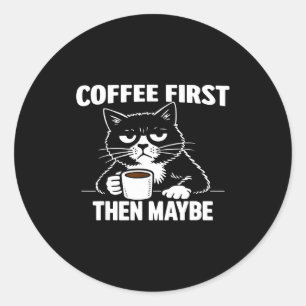 Adesivo Gato introvertido rabugento engraçado, café primei