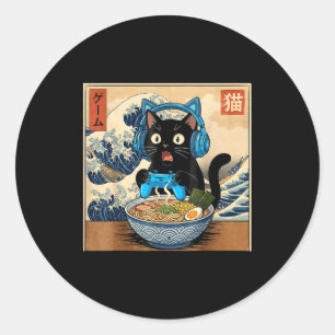 Adesivo Gato Japonês de Ramen Engraçado Gamer Kawaii Fofo