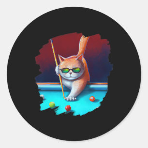 Adesivo Gato Jogando Piscina Bilhar No Salão Legal Engraça