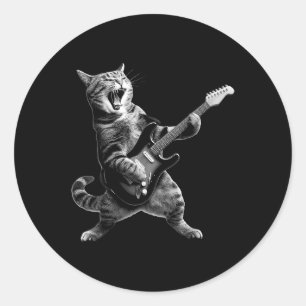 Adesivo Gato Jogando Violão Rock E Roll Rock Star Para Hom