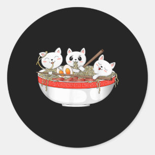 Adesivo Gato Kawaii Cata Ramen Noodles Anime Gato Japonês