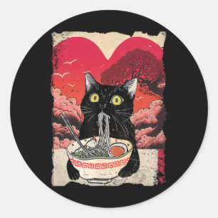 Adesivo Gato Kawaii Comendo Macarrão Ramen É Meu Valent