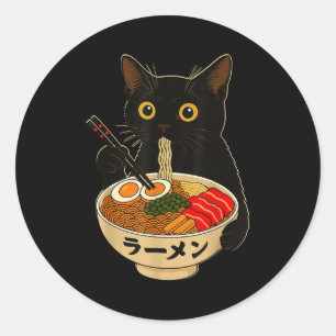 Adesivo Gato Kawaii Comendo Macarrão Ramen Presente Divert