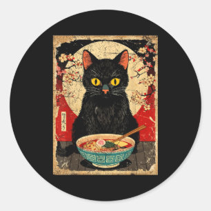Adesivo Gato Kawaii Comendo Macarrão Ramen Presente Divert