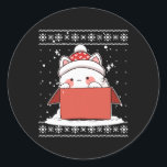 Adesivo Gato Kawaii Em Uma Caixa De Natal Ensinando Adoles<br><div class="desc">Gato Kawaii Em Uma Caixa De Natal Animes Bonitos Adolescem Crianças Xmas</div>